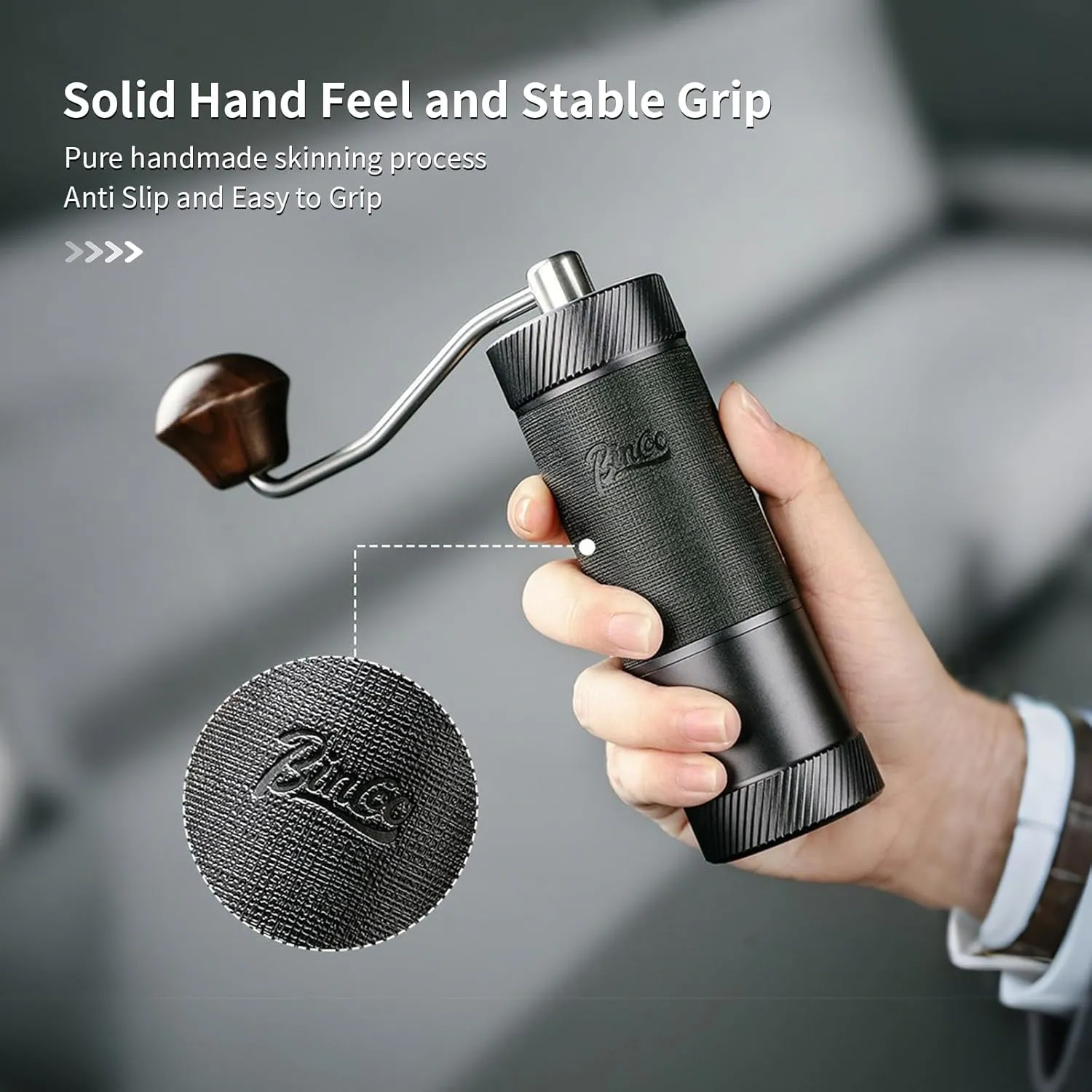 Manual Coffee Bean Grinder, Portable Hand Espresso Grinder with 6 Star CNC Stainless Steel Conical Burr,16 Internal Adjustable Setting and Double Bearing, Portable Carry Bag, 25g Capacity