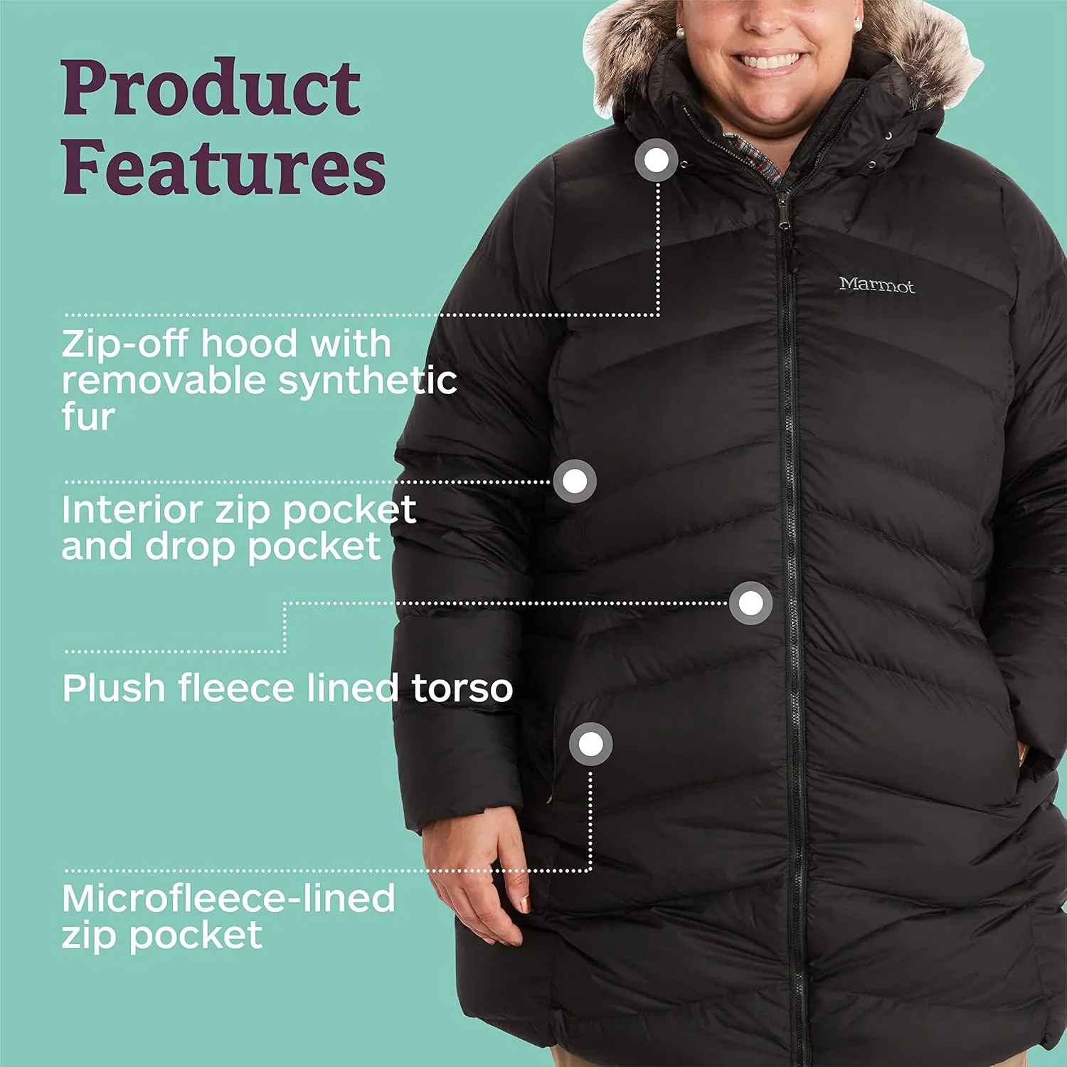 MARMOT Women's Montreal Mid-Thigh Length Down Puffer Coat