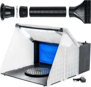 Master Airbrush Lighted Airbrush Station Hobby Portable Spray Paint Booth with LED Lighting - Portable, Lightweight with 25W Fan, 16.5"x19"x13.5", Turntable, 6' Exhaust Hose, Painting Booth, Indoor