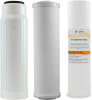 Max Water 3 stages Filter set (Ceramic Filter   1M Sediment   Carbon GAC) compatible with Standard 10" Whole House RO Systems