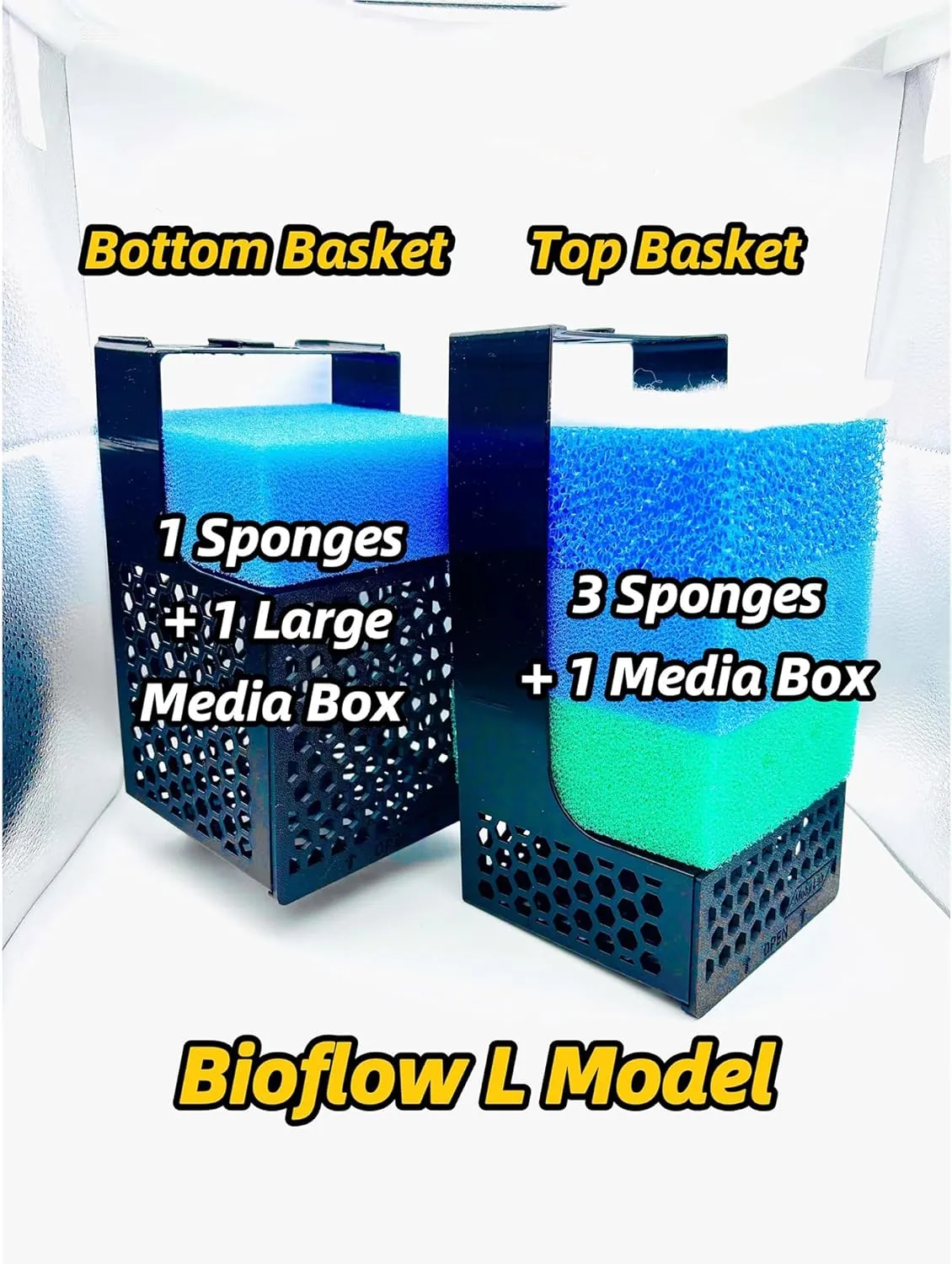 Media Basket for Juwel Bioflow, Aquarium Kit, Top Bottom Filter Sponge Filter Box Set with Openable Compartment, Replacement Accessory (M Bottom)