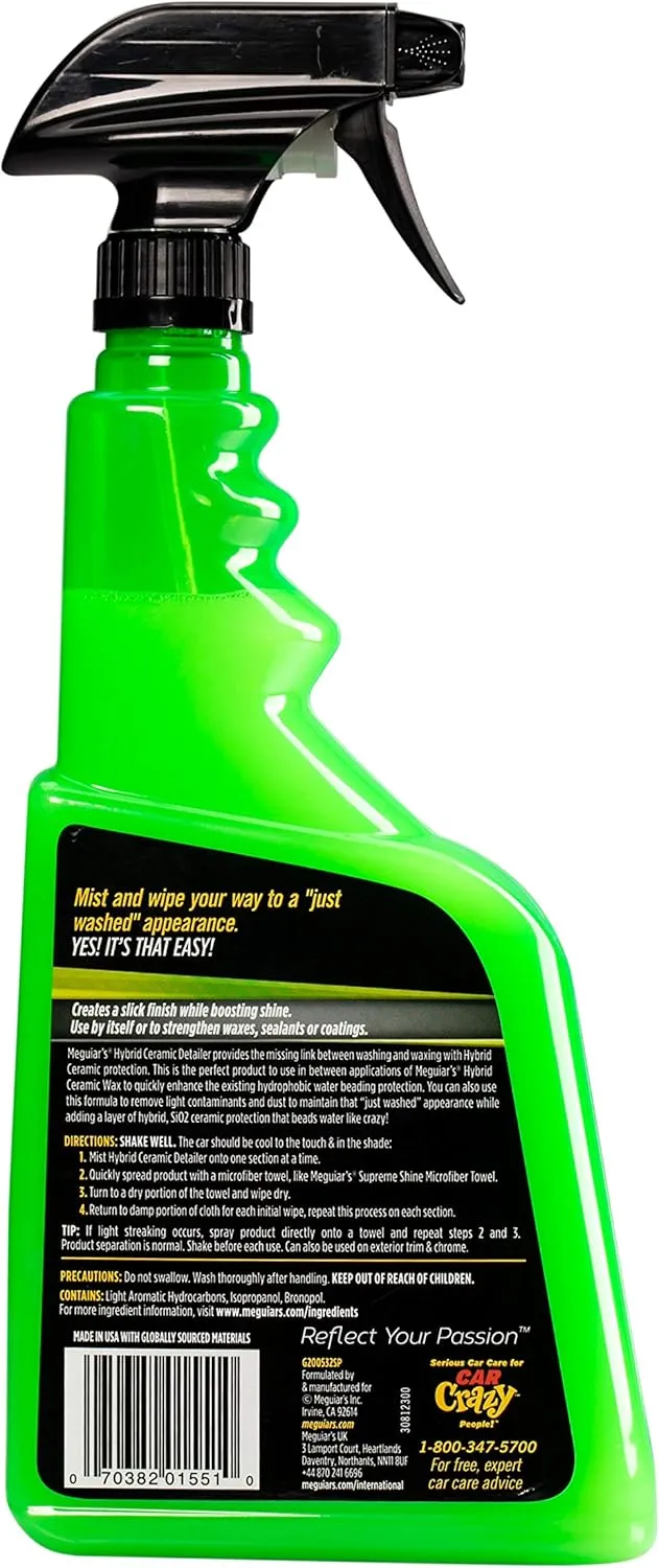 Meguiar's Hybrid Ceramic Detailer, Spray Car Detailer with Advanced SiO2 Hybrid Technology - 32 Oz Spray Bottle
