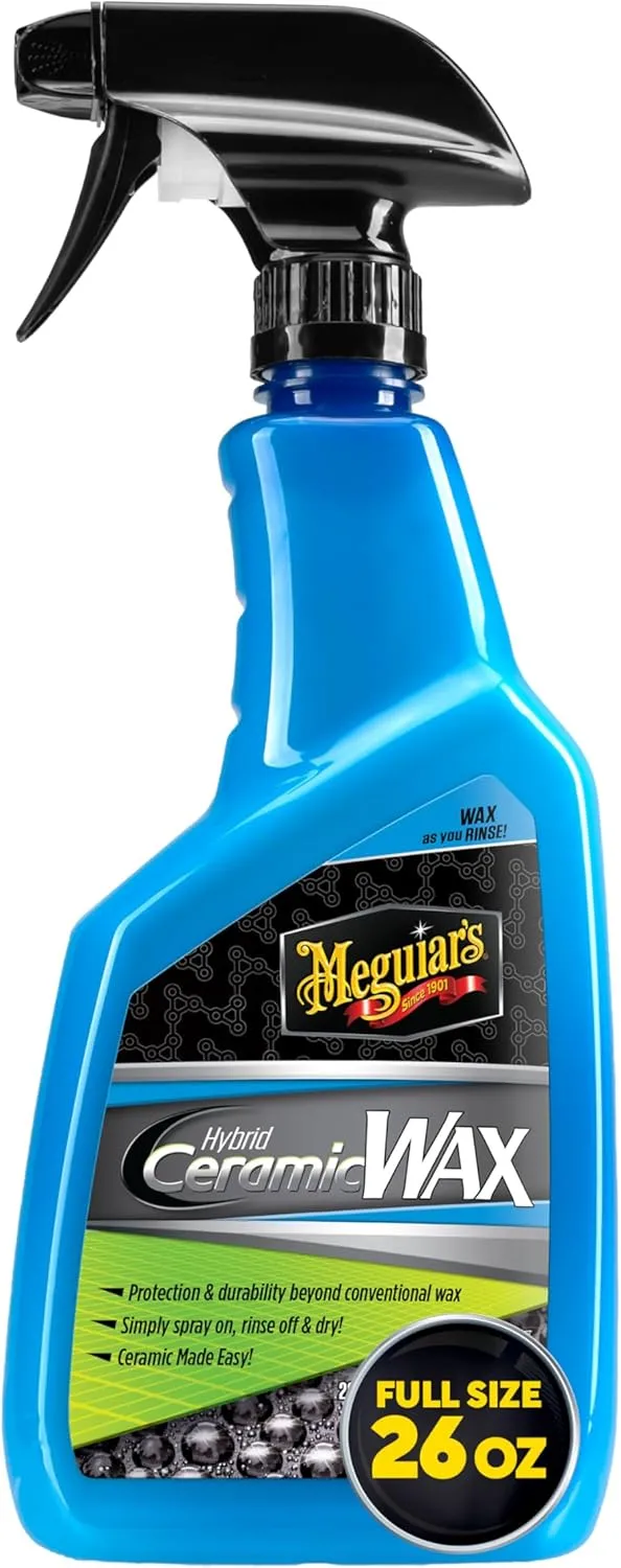 Meguiar's Hybrid Ceramic Wax, Easy-to-Use Spray Wax for Car Detailing with the Superior Protective Power of Advanced SiO2 Hybrid Barrier Technology, 26 Oz Spray Bottle