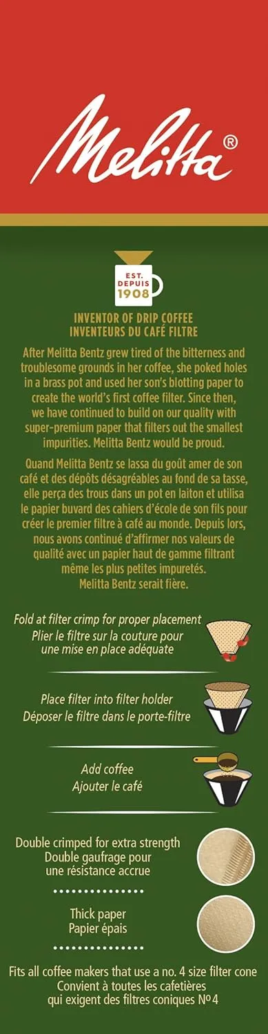 Melitta 625000 #4 Cone PA4-80 Filter Paper, Green