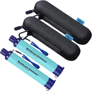 Membrane Solutions Personal Water Filter Straw Bundle with 2 Pieces Travel Carry Case, Personal Water Filter Storage Case, Portable Water Purifier Case (Pack of 2)