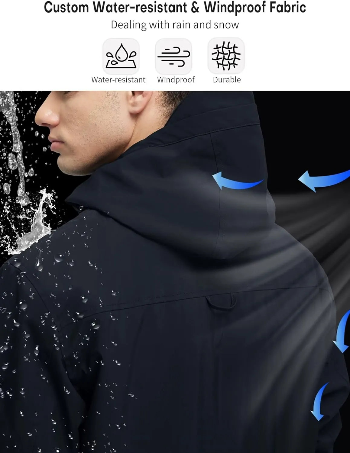 Men's 3 in 1 Waterproof Winter Jackets Ski Warm Snow Rain Coat Puffer Liner Hood Windbreaker