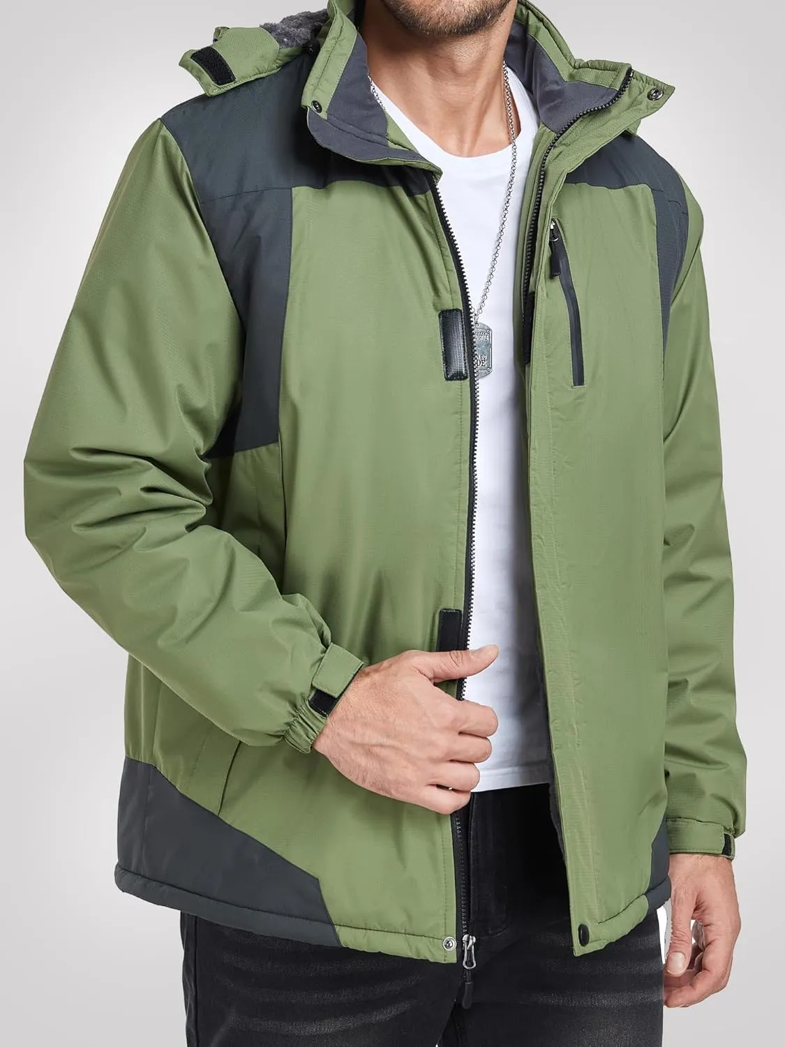 Men’s Skiing Jacket Waterproof windproof Rain Jackets with Hood