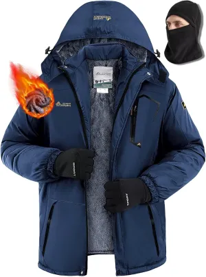 Men's Winter Coats,Fleece-Lined,With Fleece Balaclava,Waterproof&Windproof,Ski Snow Jackets