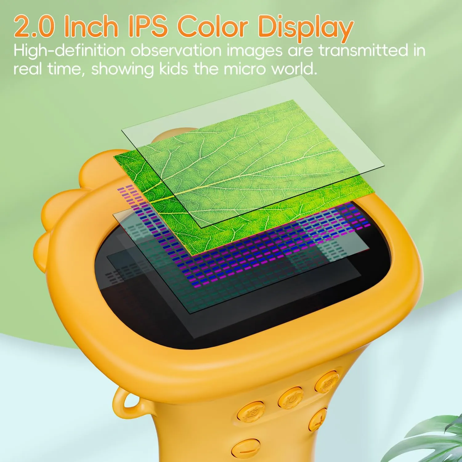 Microscope for Kids, SKYBASIC 2" IPS Screen 1000X Handheld Digital Microscopes HD Pocket Portable Mini USB Microscope Camera, PC Compatible, Science Edu Fun Birthday Gifts Toys for Children Students