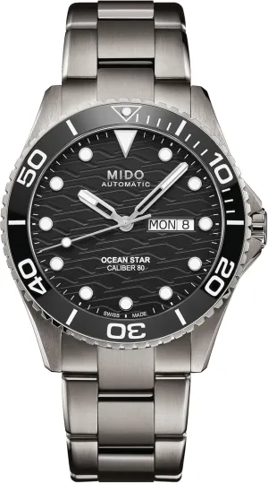 MIDO Ocean Star 200C Titanium - Swiss Automatic Watch for Men - Black Dial - Case 42.5mm - M0424304405100