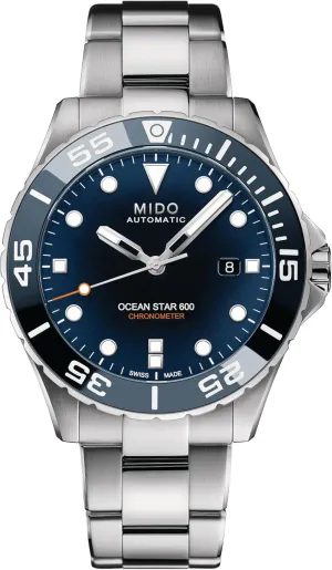 Mido Ocean Star 600 Chronometer - Swiss Automatic Watch for Men - Blue Dial - Case 43.5mm - M0266081104101
