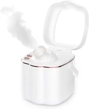 Mini Facial Steamer - Portable Multifunction Spa Humidifier with Make-Up Mirror, Face Mist Sprayer Nano Ionic Warm Mist, Home Face Sauna, Moisture Skin