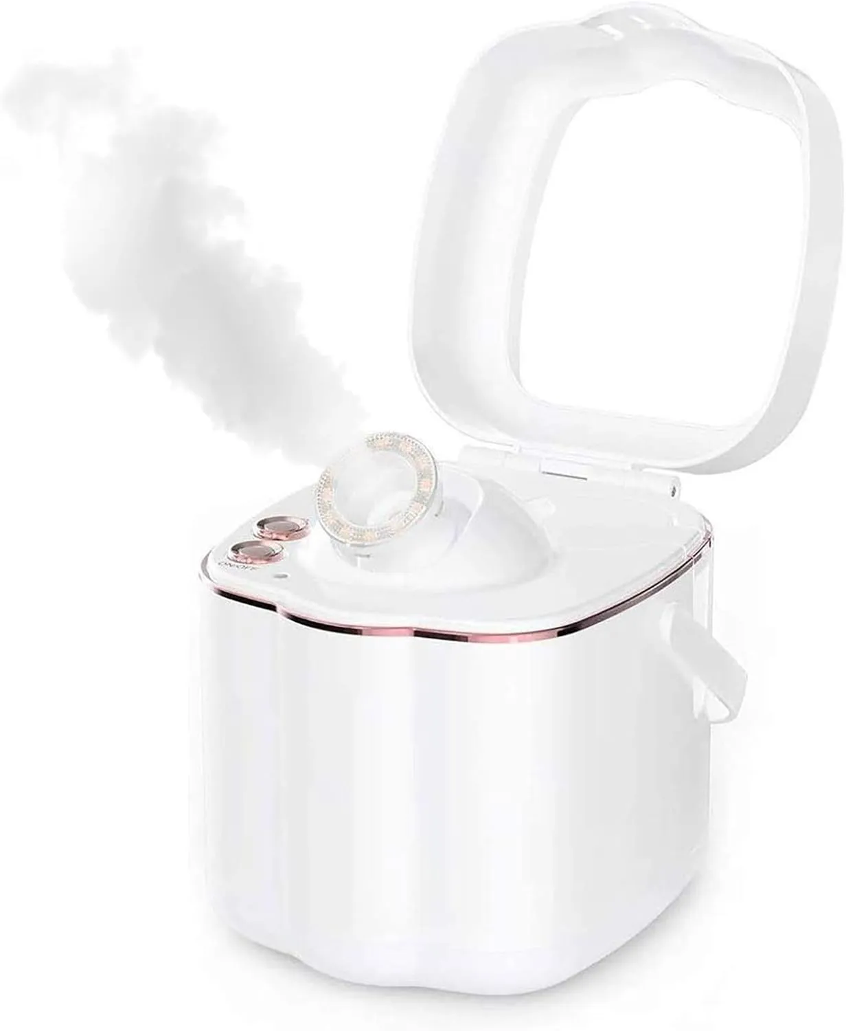Mini Facial Steamer - Portable Multifunction Spa Humidifier with Make-Up Mirror, Face Mist Sprayer Nano Ionic Warm Mist, Home Face Sauna, Moisture Skin
