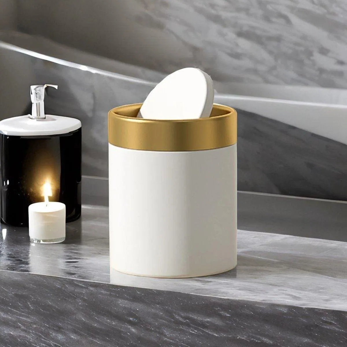 Mini Round Desktop Trash Bin Multifunctional Household Storage Organizer Bin