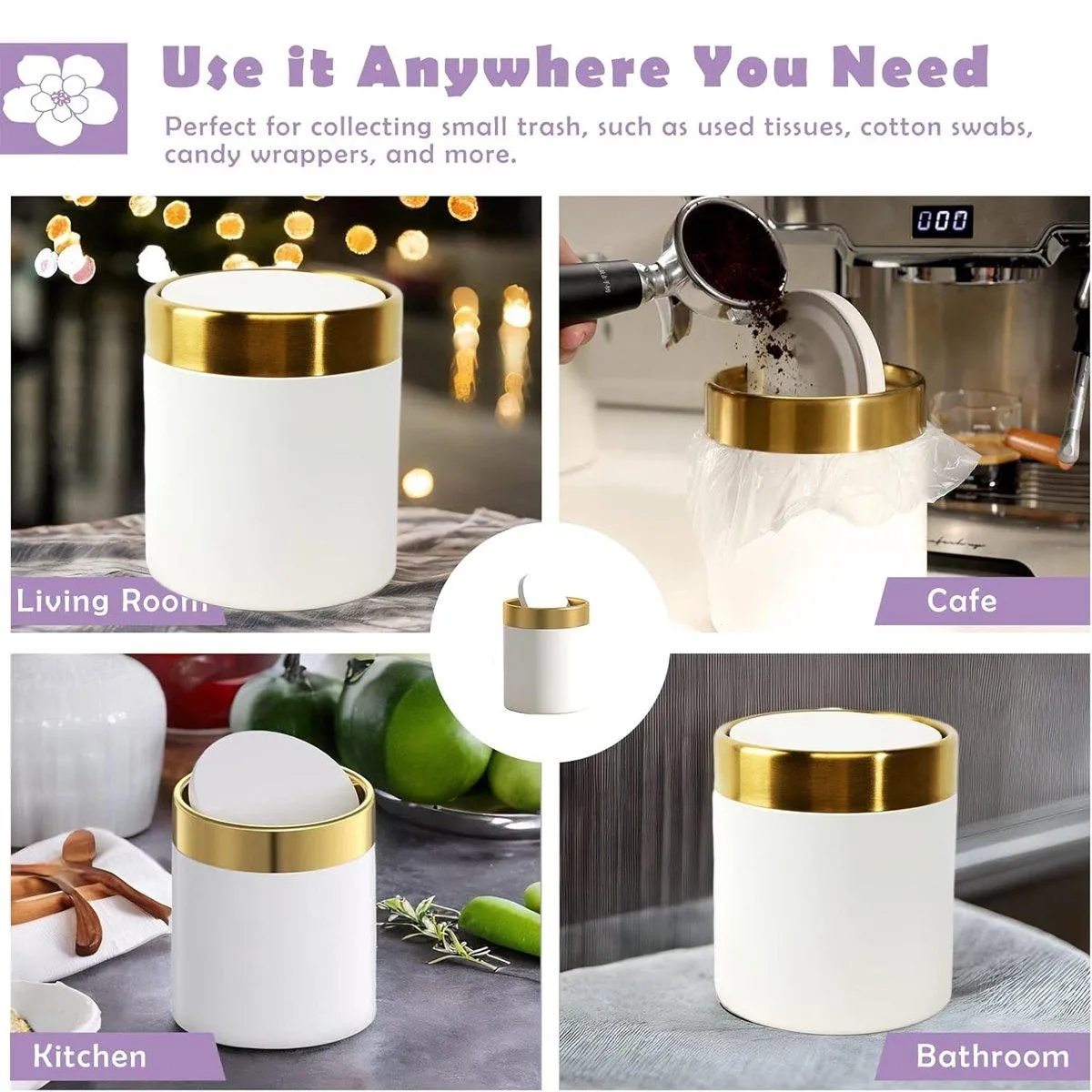 Mini Round Desktop Trash Bin Multifunctional Household Storage Organizer Bin