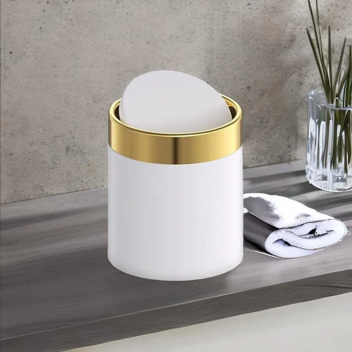 Mini Round Desktop Trash Bin Multifunctional Household Storage Organizer Bin