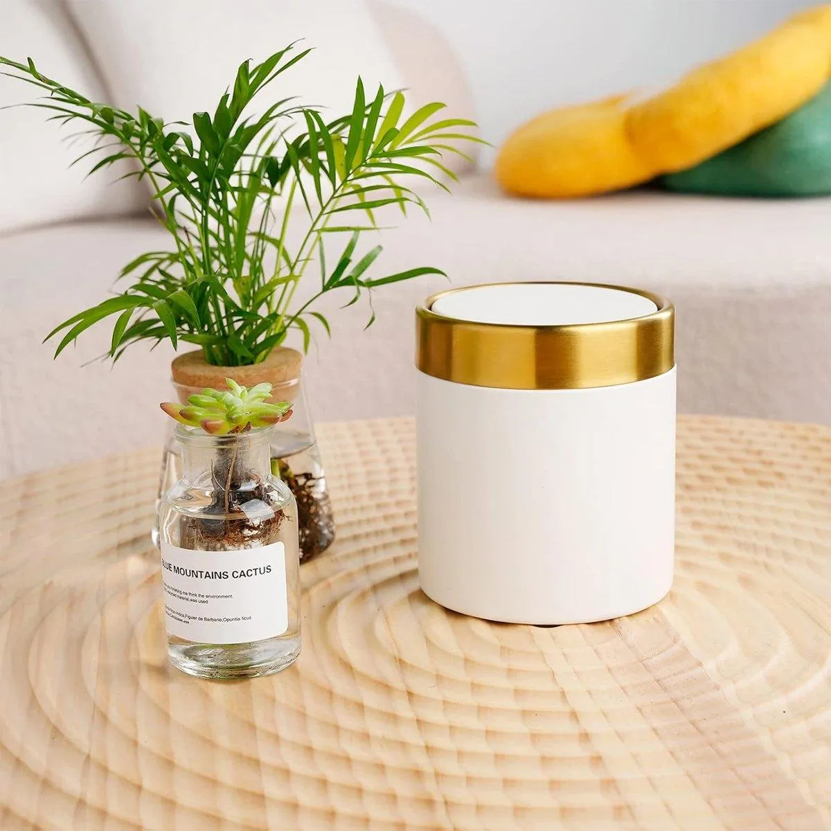 Mini Round Desktop Trash Bin Multifunctional Household Storage Organizer Bin