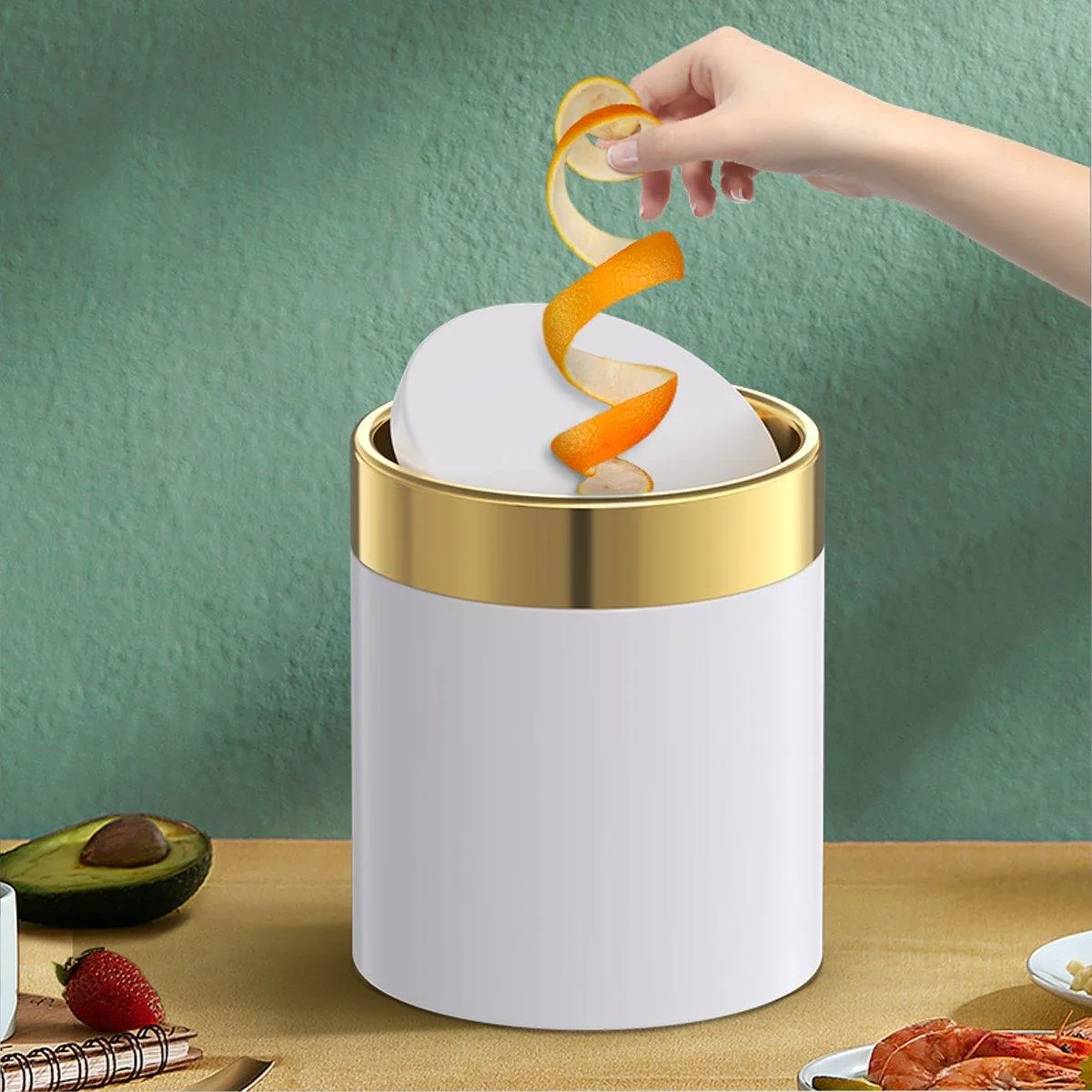 Mini Round Desktop Trash Bin Multifunctional Household Storage Organizer Bin
