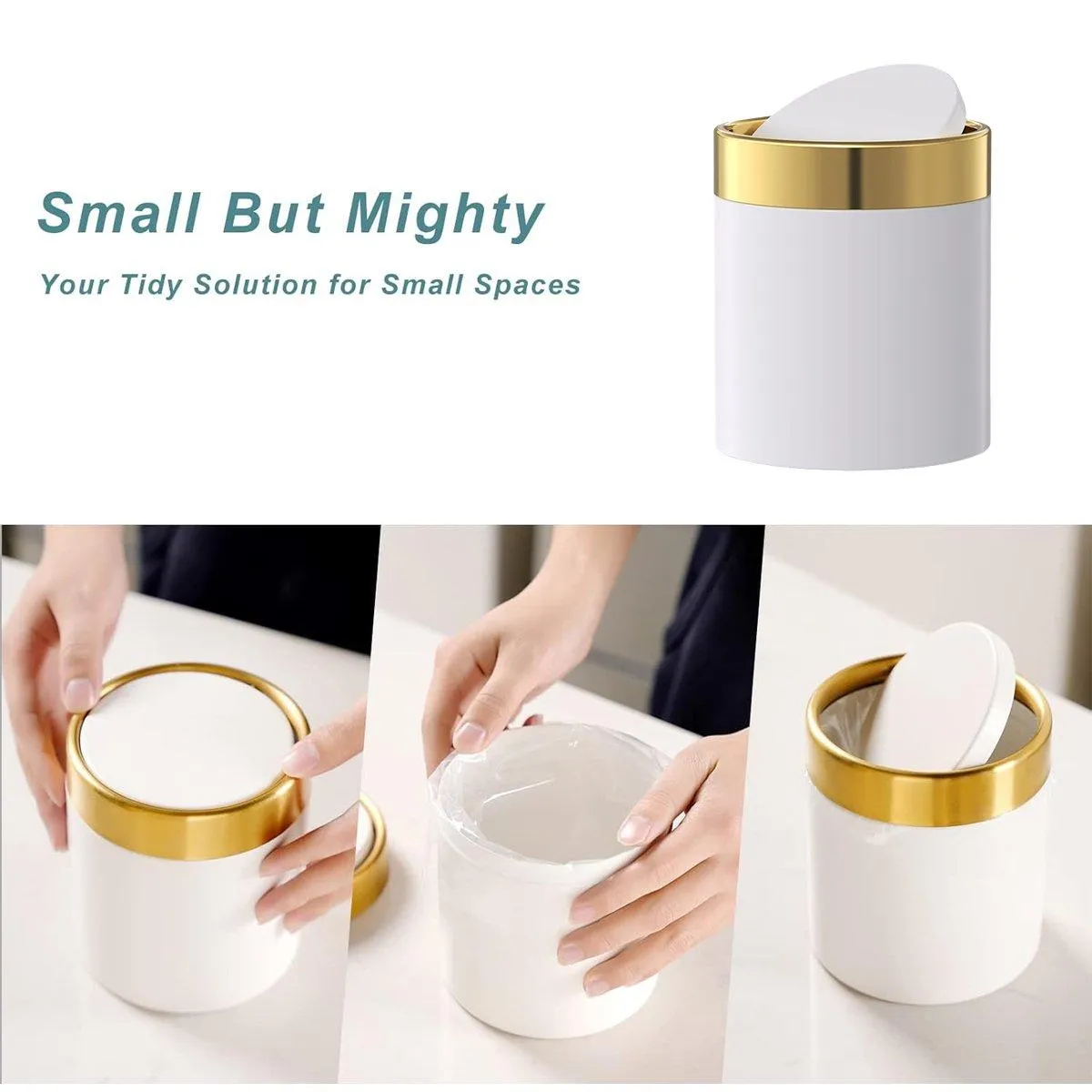Mini Round Desktop Trash Bin Multifunctional Household Storage Organizer Bin