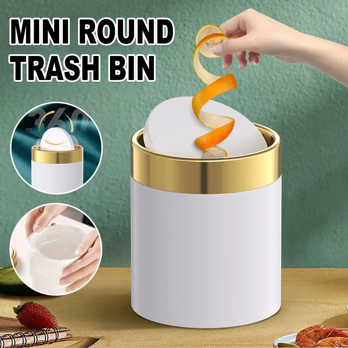 Mini Round Desktop Trash Bin Multifunctional Household Storage Organizer Bin