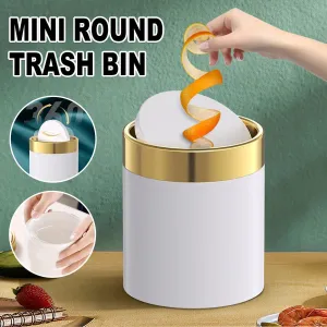 Mini Round Desktop Trash Bin Multifunctional Household Storage Organizer Bin