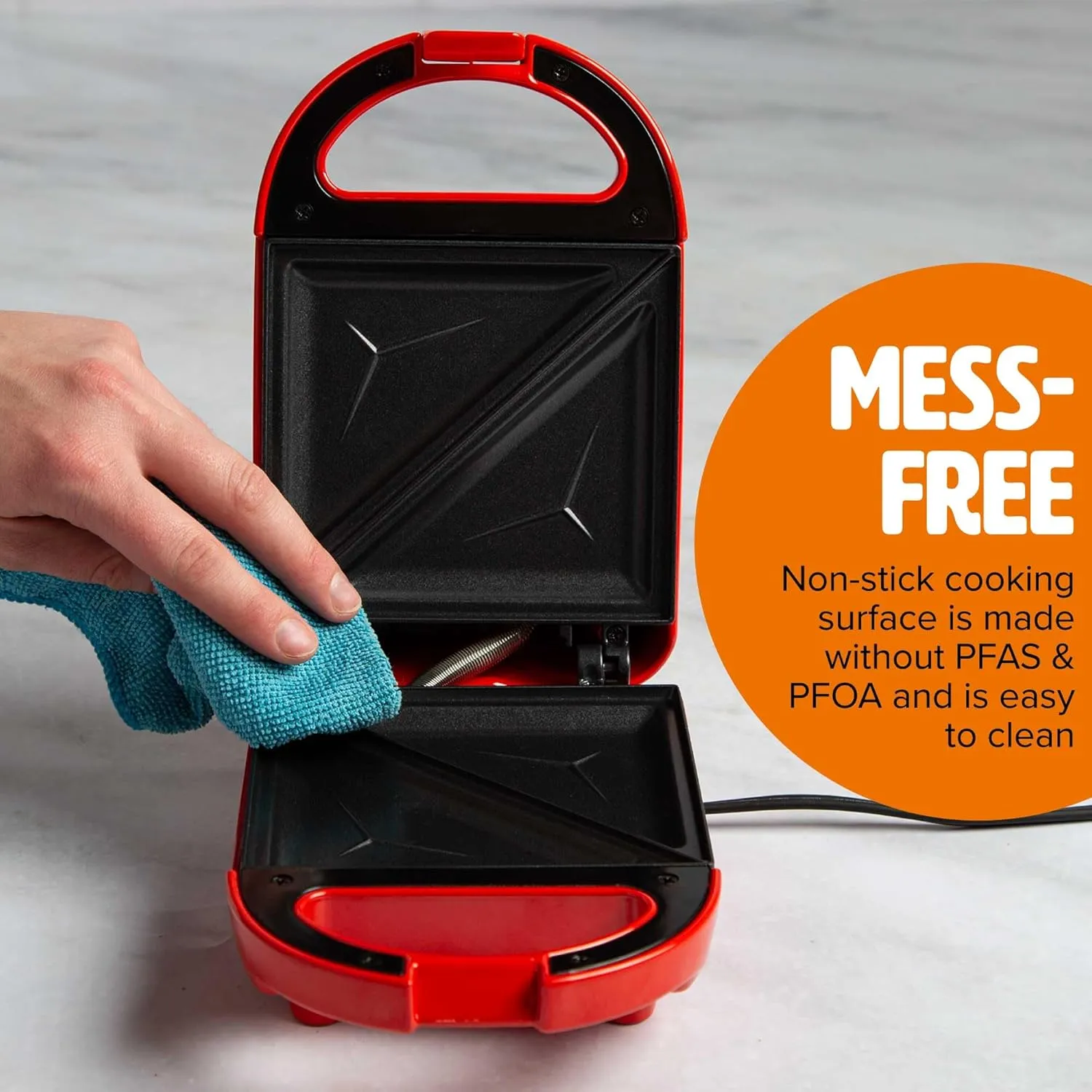 Mini Sandwich Maker, Makes Sandwiches, Paninis, Grilled Cheese, Desserts, Quick Results, Easy Cleanup, 600W, Red