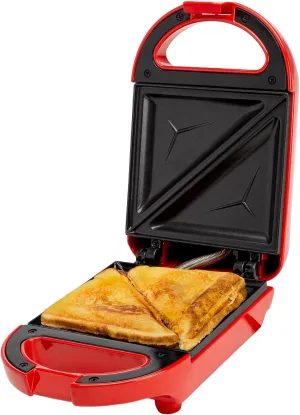 Mini Sandwich Maker, Makes Sandwiches, Paninis, Grilled Cheese, Desserts, Quick Results, Easy Cleanup, 600W, Red