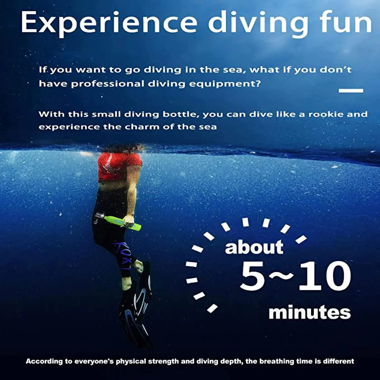 Mini Scuba Tank, 6-12 Minutes Diving Tank, Portable Lung Tank Kits with 3000 PSI Max Pressure, Reusable 0.5L Small Scuba Diving Tank Gear Underwater Breathing Training