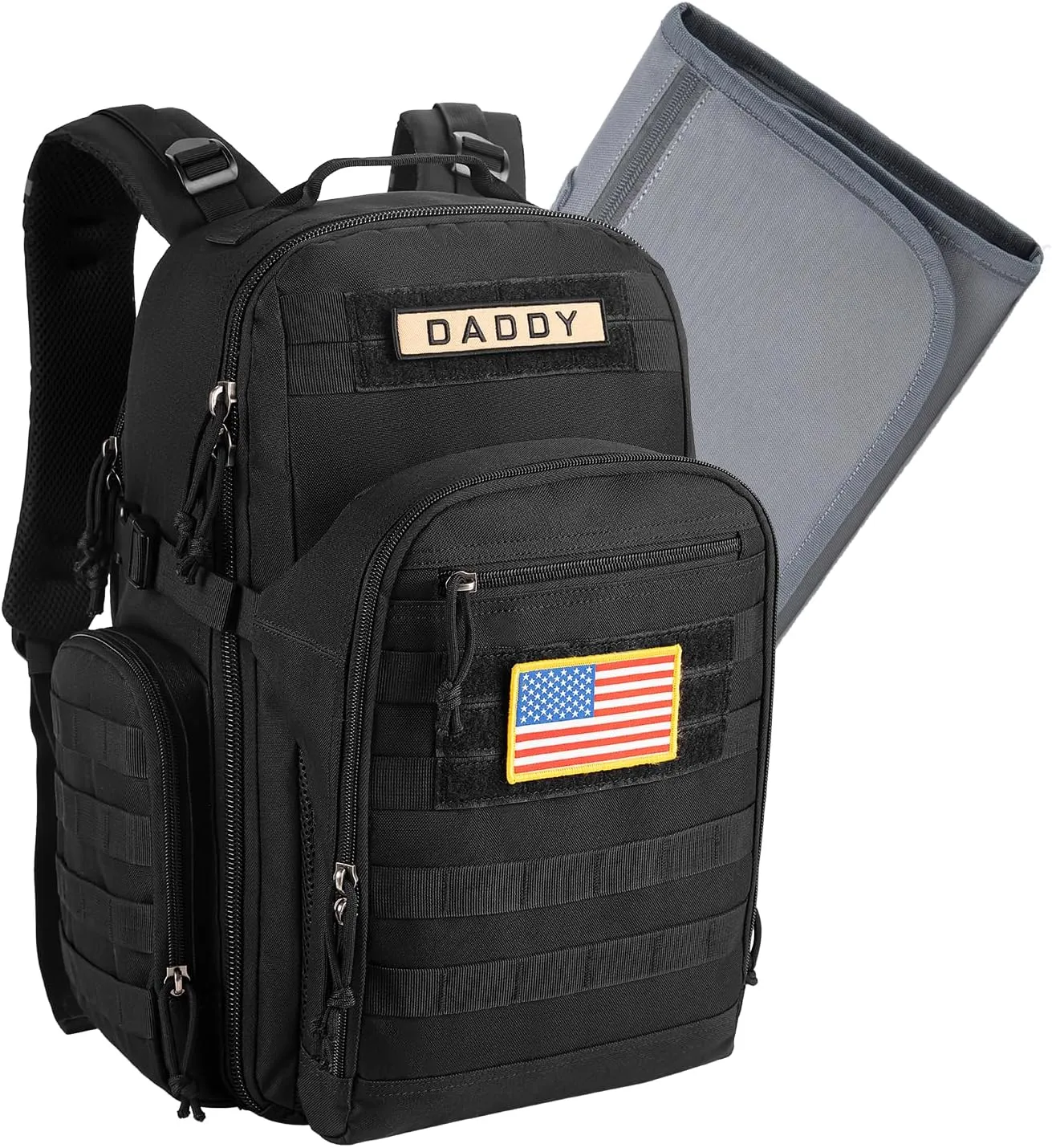 MIRACOL Military Baby Bag Dads - 40L Large Capacity with MOLLE Webbing for Tactical Dad - Water-Resistant Fabric & Insulated Pockets for Outdoor Travel Camping