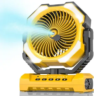 Misting Fan Portable with 250ml Water Tank, 12000mAh Rechargeable Cooling Fans for Outside, Outdoor Water Misters with 2 Mist Modes, Remote Control Camping Fan with Timer for Beach, Patios, Tents