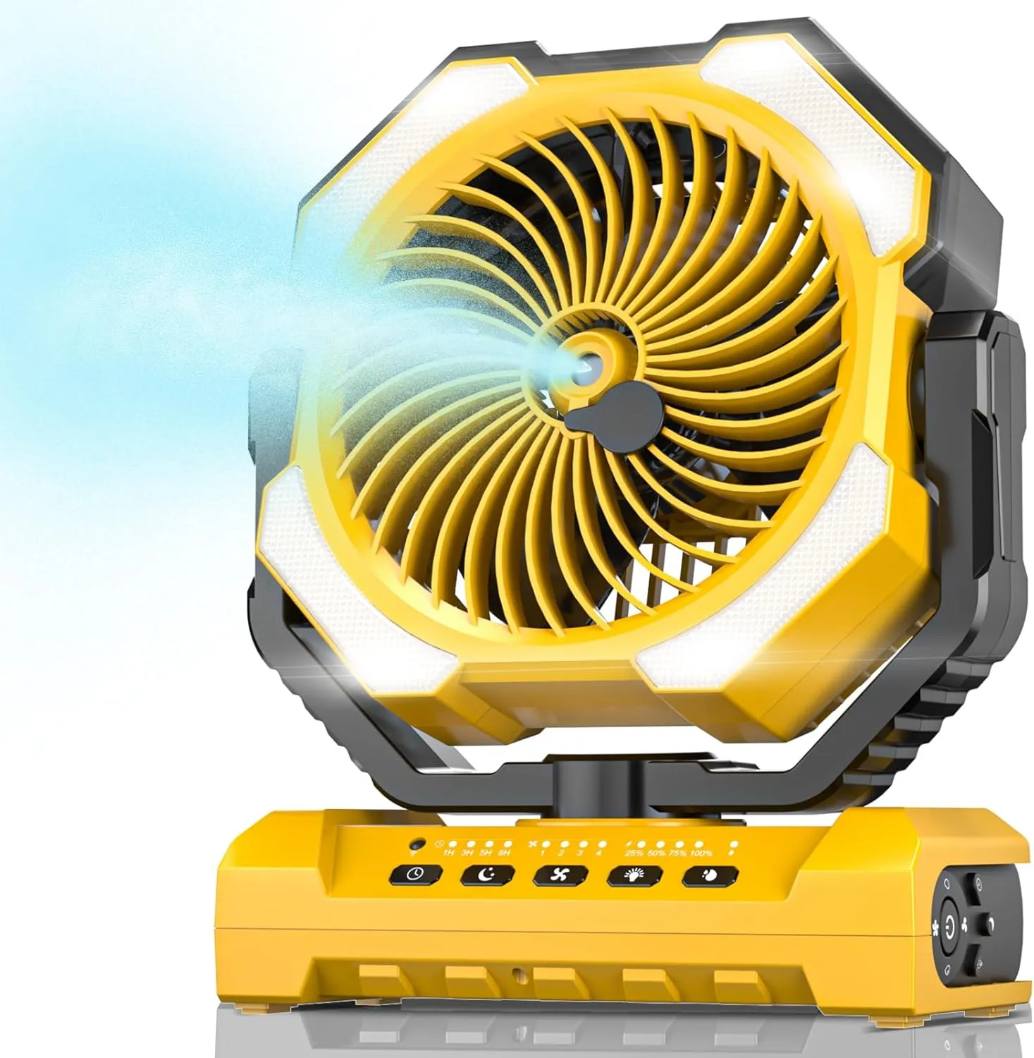 Misting Fan Portable with 250ml Water Tank, 12000mAh Rechargeable Cooling Fans for Outside, Outdoor Water Misters with 2 Mist Modes, Remote Control Camping Fan with Timer for Beach, Patios, Tents