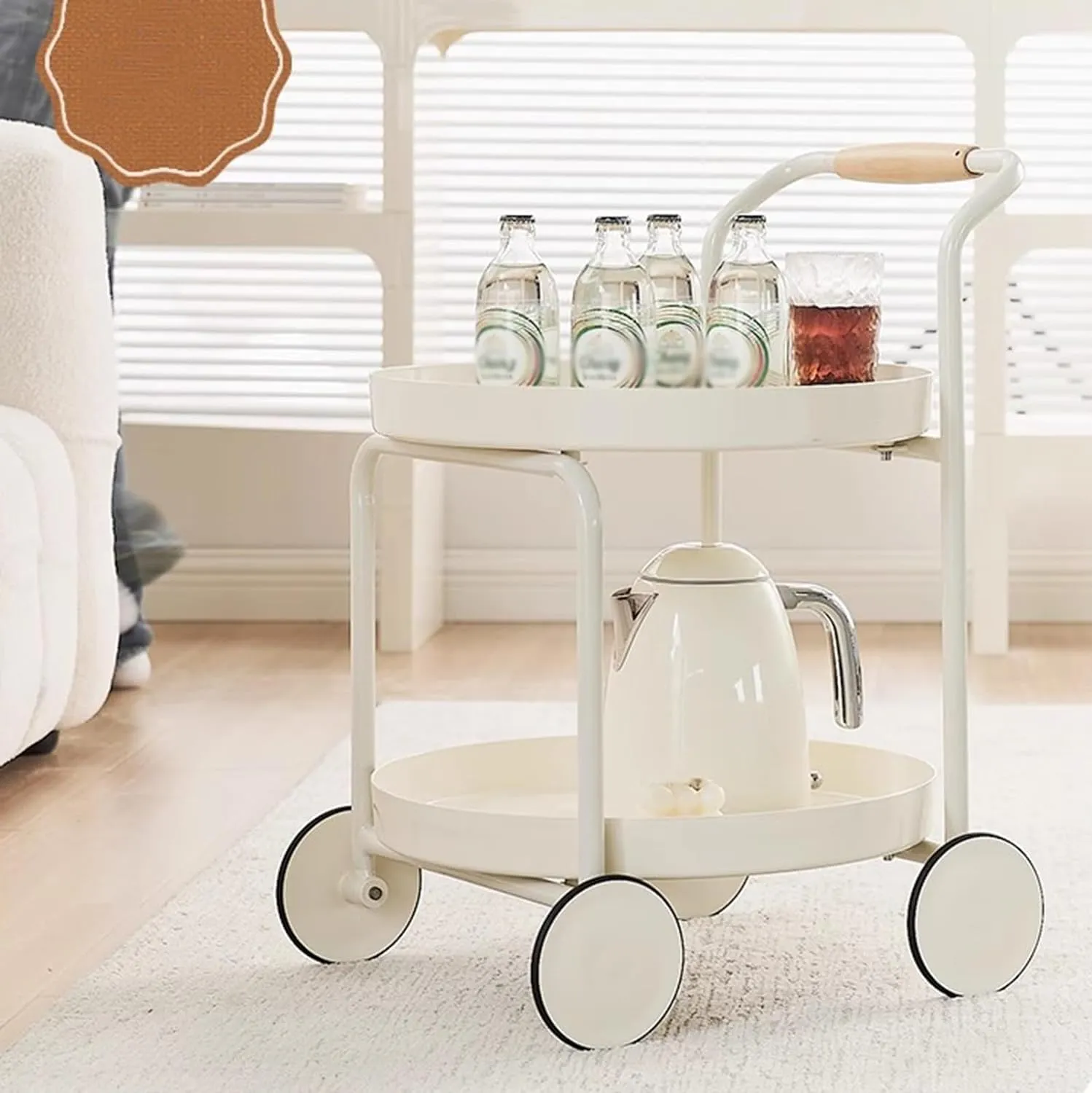 Mobile Sofa Storage Rack ABS Side Table - Modern Trolley Double Layer End Table for Living Room, Bedroom, Bedside - Movable & Stylish