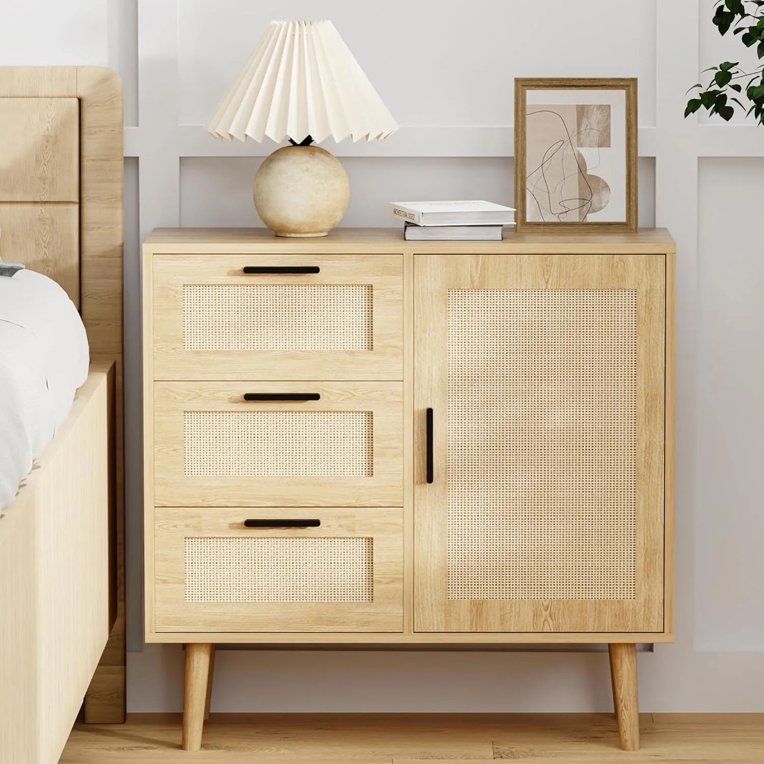 Modern Storage Cabinet, Free Standing Buffet Cabinet, Black Sideboard and Buffet Storage, Wood Accent Cabinet for Living Room, Hallway, Entryway, Dining Room