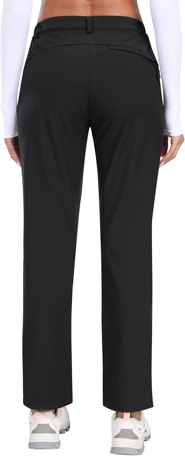 MoFiz Women's Hiking Pants Insulated Outdoor Snow Ski Pants Warm Winter Soft Shell with Zipper Pockets
