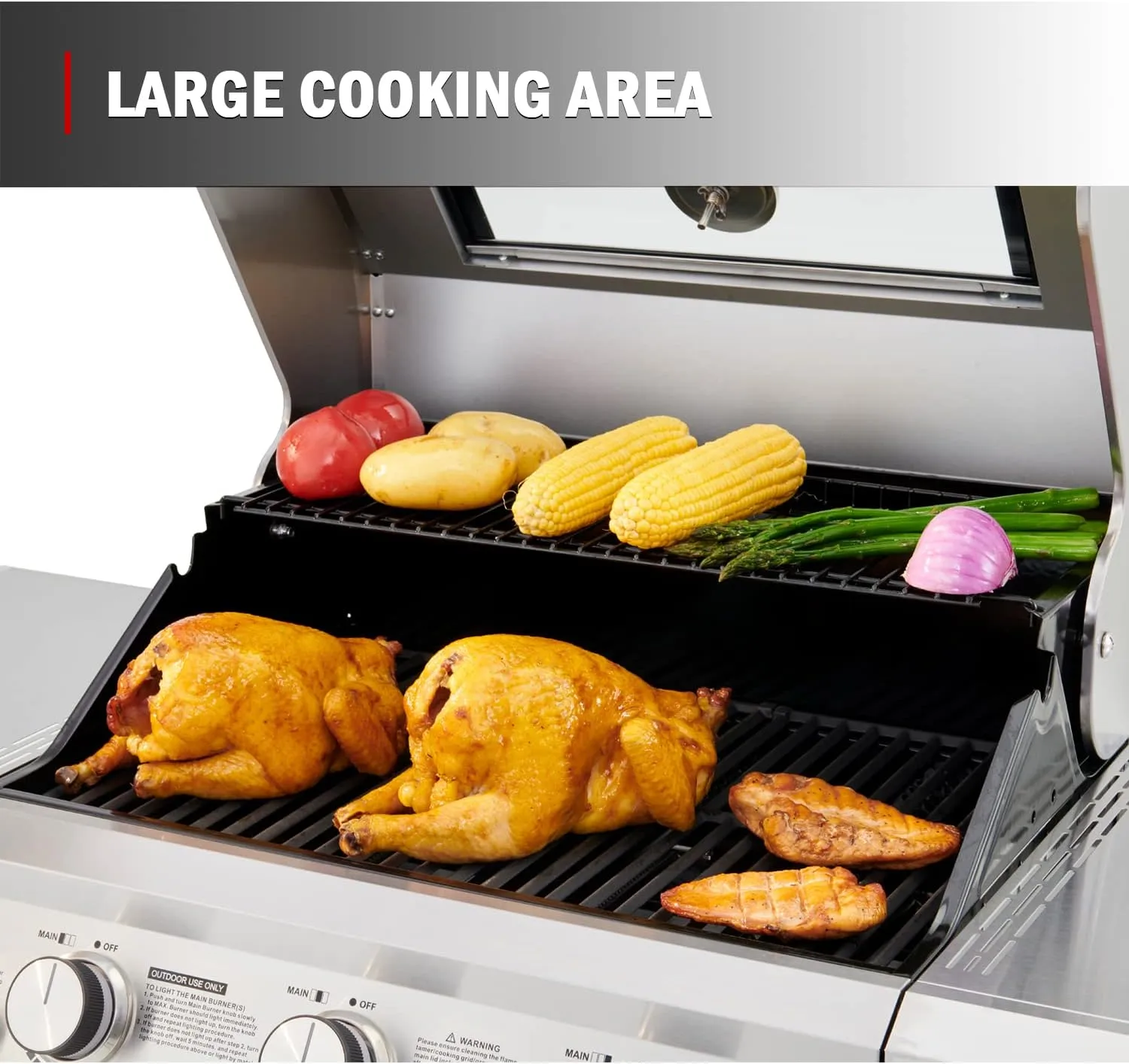 Monument Grills Larger 3-Burner Propane Gas Grills barbeque Stainless Steel Heavy-Duty Cabinet Style with Knob Controls, Mesa 300