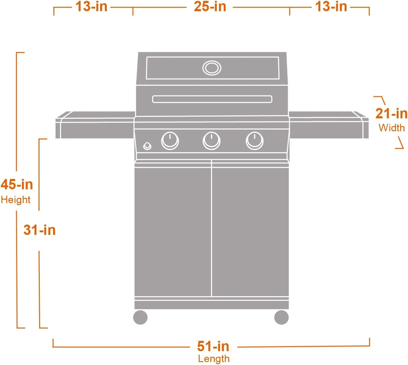 Monument Grills Larger 3-Burner Propane Gas Grills barbeque Stainless Steel Heavy-Duty Cabinet Style with Knob Controls, Mesa 300