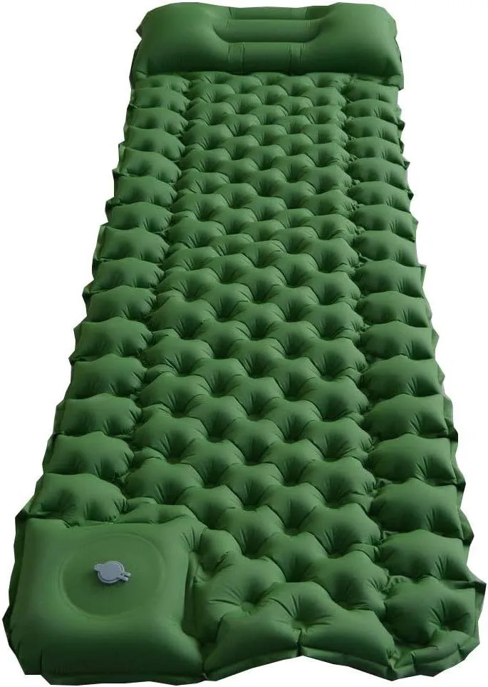 Moonight Inflatable Camping Pads with Attached Pillow, Durable Waterproof Air Mattress Ultralight Hiking Pad (ArmyGreen)