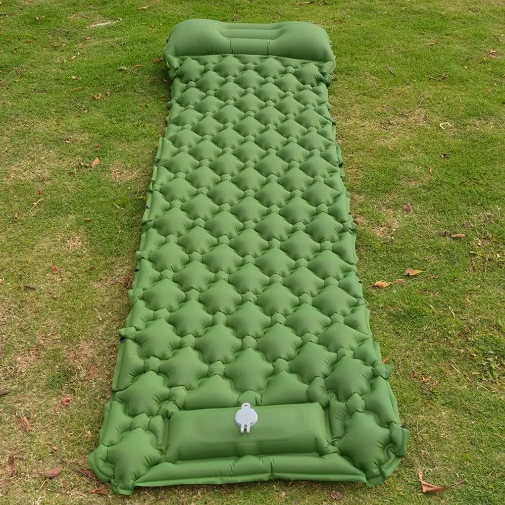 Moonight Inflatable Camping Pads with Attached Pillow, Durable Waterproof Air Mattress Ultralight Hiking Pad (ArmyGreen)