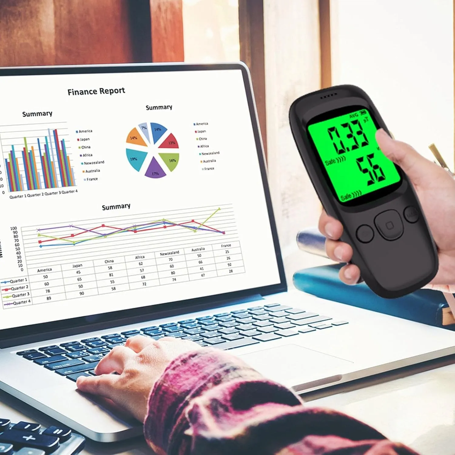 Multi Nuclear Radiation Detector Geiger Counter Radiation Detector Radiation Dosimeter with LCD Display Portable Handheld Beta Gamma X-ray Rechargeable Radiation Monitor Meter (Style-09)