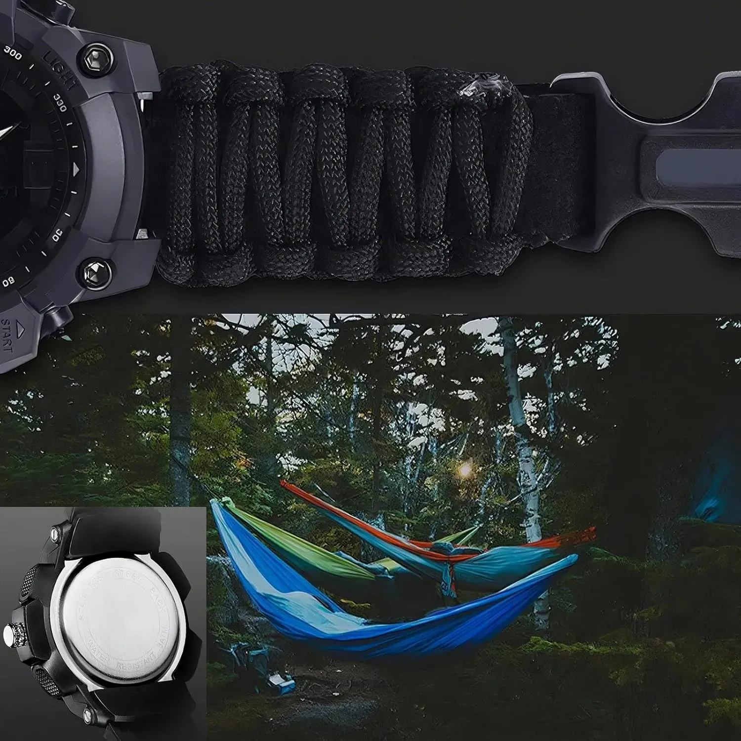 Multifunctional Tactical Outdoor Digital Watch, Compass, 5ATM Waterproof, for Hiking, Hunting and Tactical Ops