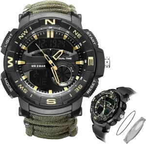 Multifunctional Tactical Outdoor Digital Watch, Compass, 5ATM Waterproof, for Hiking, Hunting and Tactical Ops