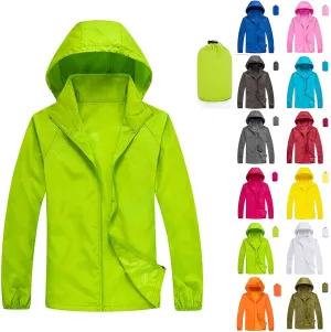 Muscularfit Mens Packable Rain Jacket Lightweight Waterproof Windbreaker Jackets Sun Hoodie Light Raincoats with Storage Bag