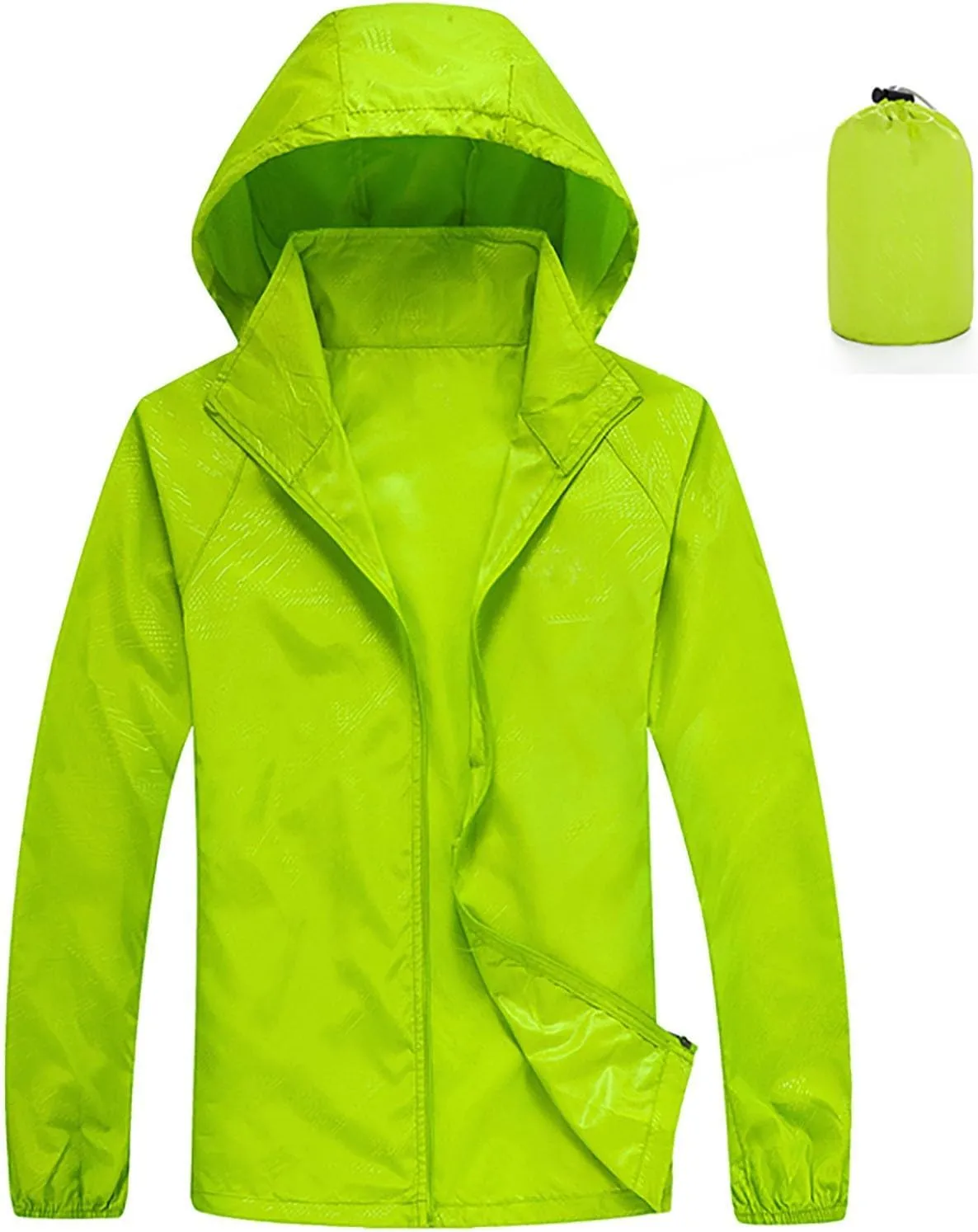 Muscularfit Mens Packable Rain Jacket Lightweight Waterproof Windbreaker Jackets Sun Hoodie Light Raincoats with Storage Bag