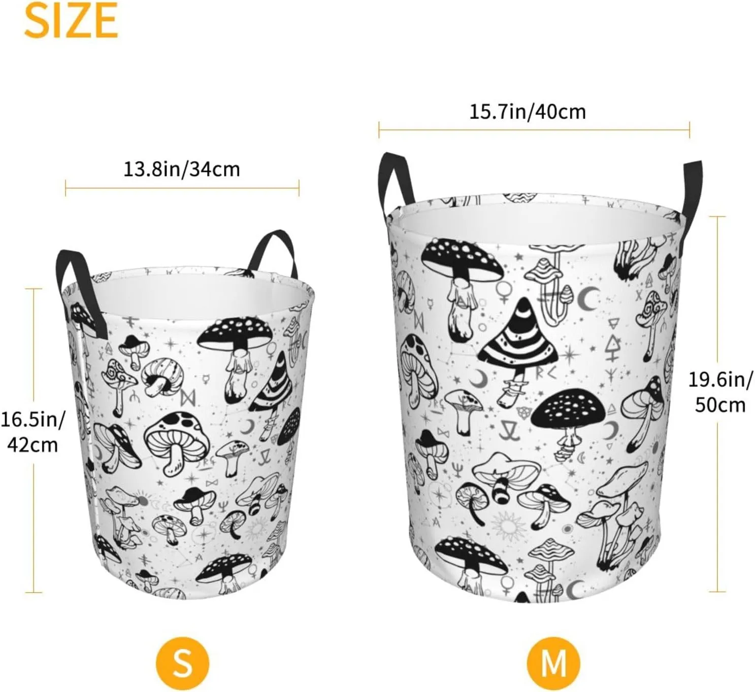 Mushroom Laundry Basket Mushroom Basket Mystical Mushroom Laundry Basket,Vintage Botanical Mushrooms Laundry Hamper, Waterproof, Machine Washable Basket For Bathroom/Laundry Storage/Bedroom