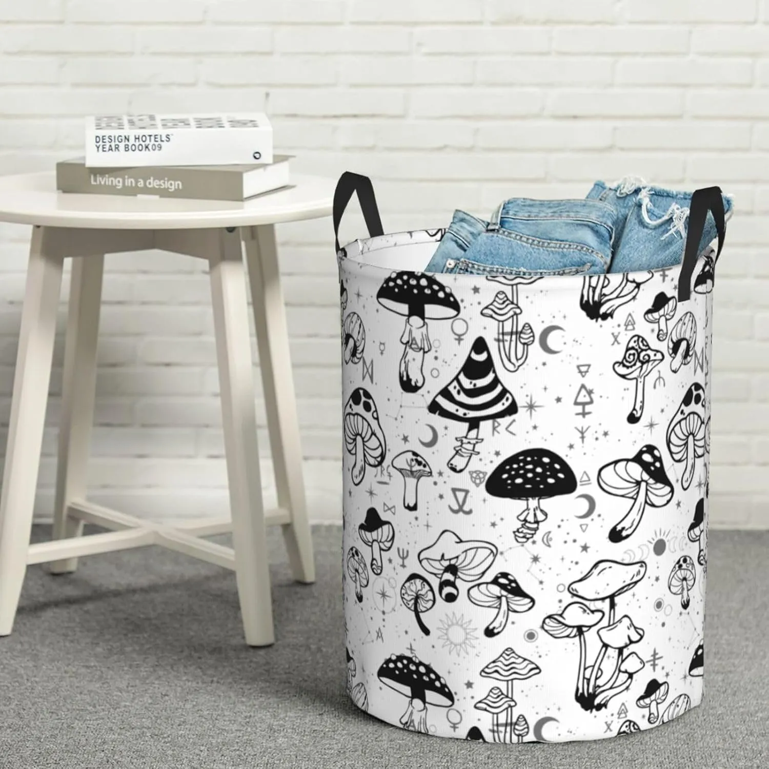 Mushroom Laundry Basket Mushroom Basket Mystical Mushroom Laundry Basket,Vintage Botanical Mushrooms Laundry Hamper, Waterproof, Machine Washable Basket For Bathroom/Laundry Storage/Bedroom