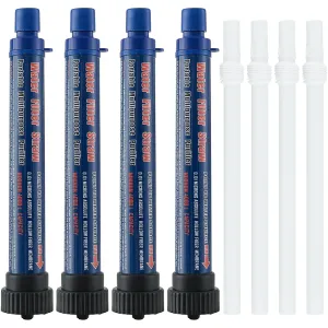 Navy Blue 4 Pack Water Filter Straw Outdoor Portable Personal Water Filter Straw Water Purifier Survival Gear and Equipment for Hiking Camping Travel and Emergency