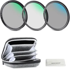 NEEWER 72mm UV/CPL/ND Lens Filter Kit with Hard Shell Storage Case, Multicoated Optical Glass & Aluminum Alloy Frame, UV   Circular Polarizer (CPL)   Neutral Density (ND4) Filter for 72mm Camera Lens