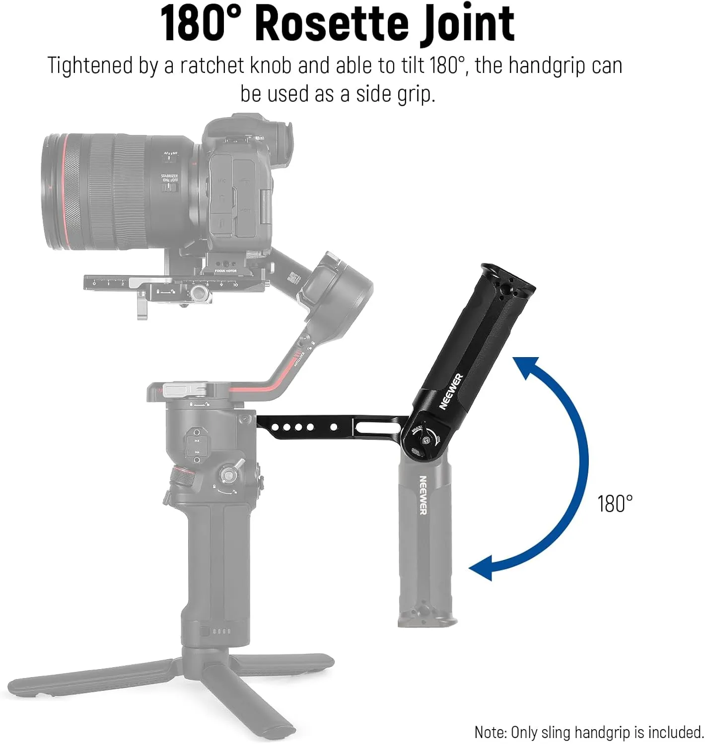 NEEWER Adjustable Sling Handle Grip Compatible with DJI Ronin RS4 RS3 Mini RS 3 Pro RS 2 RSC 2 Gimbal Stabilizer for Low Angle Shot, Max Load 13.2lb, ST49