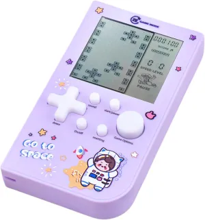 New Block Game Console with 26 Game Macaron Colors Retro Game Machine Pocket Game Machine Brick Game/Racing/Tank Battle Puzzle Toy Electronic Nostalgic Handheld Device Children's Gift (Purple)