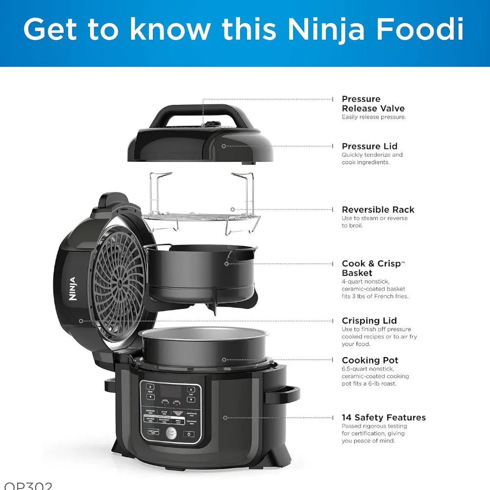 NINJA Ninja OP302 Foodi 9-in-1 Pressure Cooker & Air fryer - Factory serviced with Home Essentials warranty
